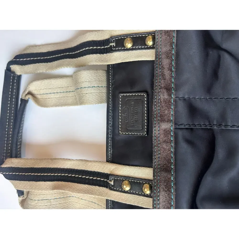 Coach Legacy Weekend Tote 19811 Black Nylon Leather Large Carryall Bag